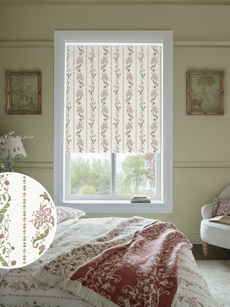 Historic Royal Palaces Clay Pink Waistcoat Stripe Made To Measure Roller Blinds - Image 1 of 7 Historic Royal Palaces Clay Pink Waistcoat Stripe Made To Measure Roller Blinds - Image 1 of 7