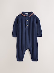 Navy Blue Cable Knit Rompersuit - Image 1 of 1