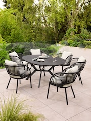 Natural Boucle Genoa Extendable 6 Seater Dining Set - Image 1 of 10