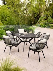 Natural Boucle Genoa Extendable 6 Seater Dining Set - Image 2 of 10