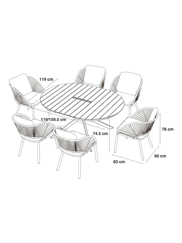 Buy Natural Boucle Genoa Extendable Seater Dining Set from the