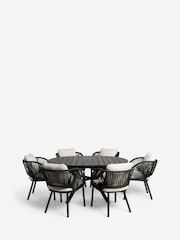 Natural Boucle Genoa Extendable 6 Seater Dining Set - Image 6 of 10