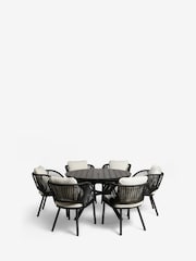 Natural Boucle Genoa Extendable 6 Seater Dining Set - Image 7 of 10