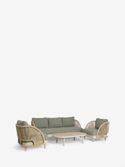 Green Boucle Genoa 5 Seater Garden Sofa Chairs and Table Lounge Set - Image 5 of 7