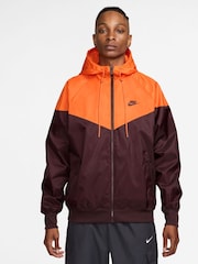 Nike Burgundy Red and Orange Sportswear Windrunner Hooded Jacket - Image 1 of 3