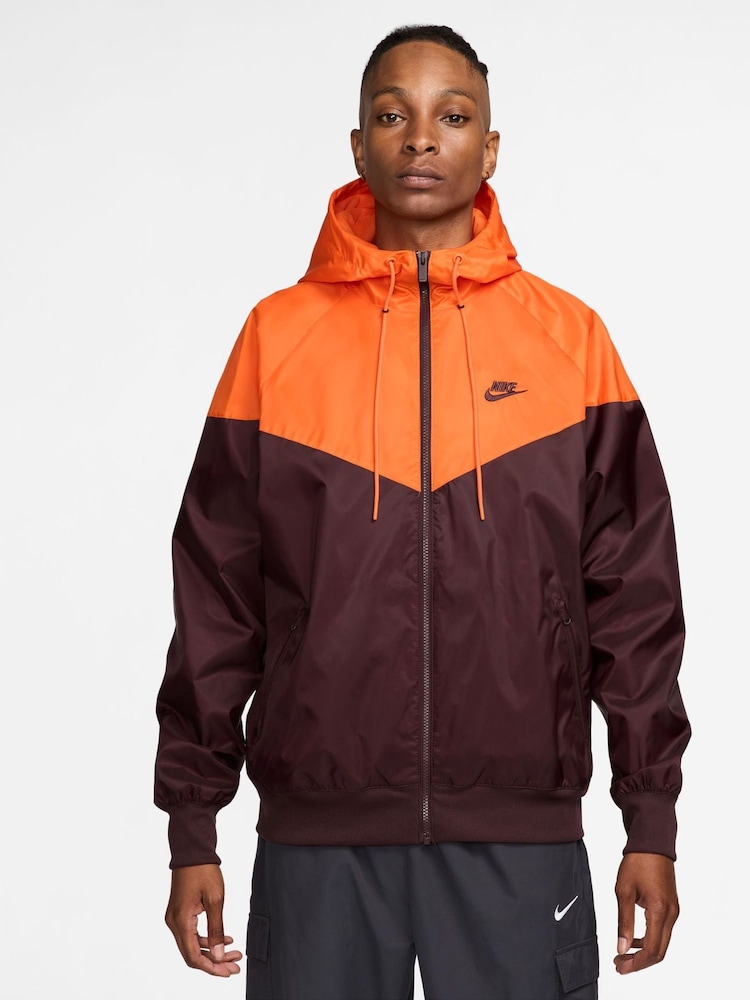 Nike Burgundy Red and Orange Sportswear Windrunner Hooded Jacket - Image 1 of 3