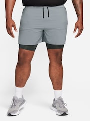 Nike Smoke Grey Dri-Fit Stride 5 Inch 2-in-1 Running Shorts - Image 1 of 11