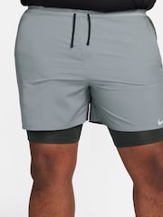 Nike Smoke Grey Dri-Fit Stride 5 Inch 2-in-1 Running Shorts - Image 3 of 11
