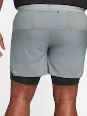 Nike Smoke Grey Dri-Fit Stride 5 Inch 2-in-1 Running Shorts - Image 4 of 11