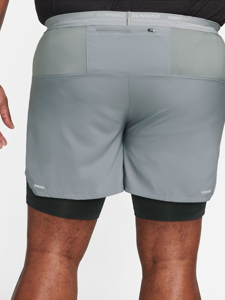 Nike Smoke Grey Dri-Fit Stride 5 Inch 2-in-1 Running Shorts - Image 4 of 11