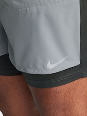 Nike Smoke Grey Dri-Fit Stride 5 Inch 2-in-1 Running Shorts - Image 6 of 11