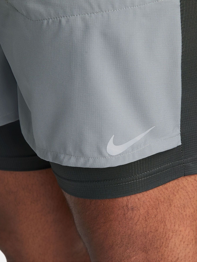 Nike Smoke Grey Dri-Fit Stride 5 Inch 2-in-1 Running Shorts - Image 6 of 11