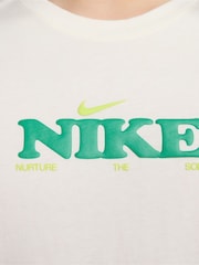 Nike White Sportswear Blooming Graphic 100% Cotton T-Shirt - Image 3 of 6