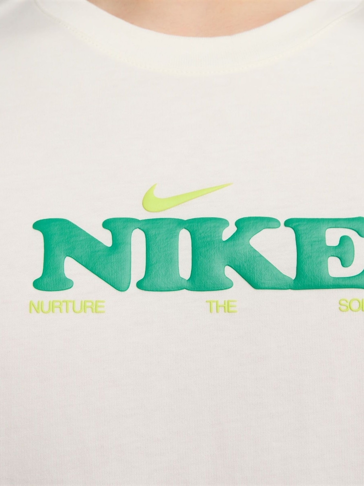 Nike White Sportswear Blooming Graphic 100% Cotton T-Shirt - Image 3 of 6
