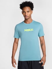 Nike Blue Sportswear Blooming Graphic 100% Cotton T-Shirt - Image 1 of 8