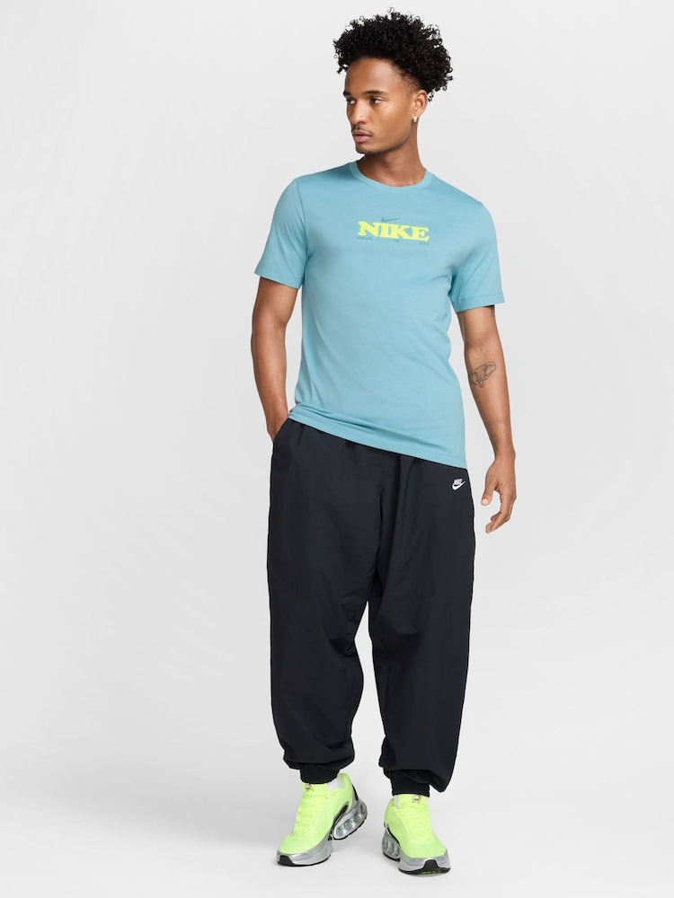 Nike Blue Sportswear Blooming Graphic 100% Cotton T-Shirt - Image 2 of 8