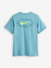 Nike Blue Sportswear Blooming Graphic 100% Cotton T-Shirt - Image 8 of 8