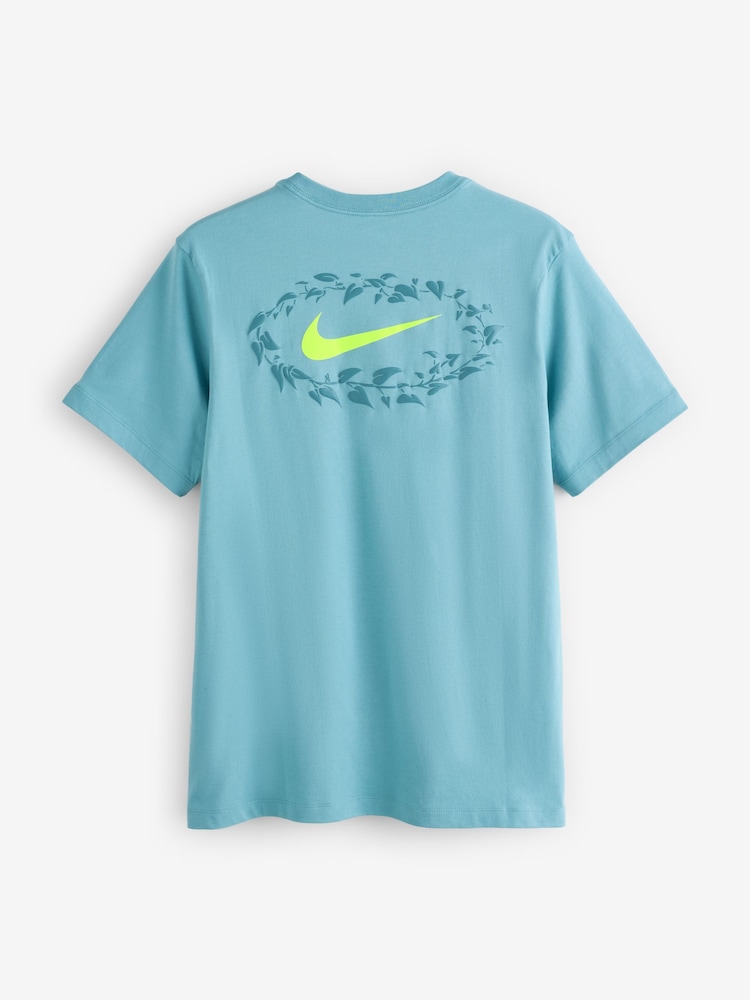 Nike Blue Sportswear Blooming Graphic 100% Cotton T-Shirt - Image 8 of 8