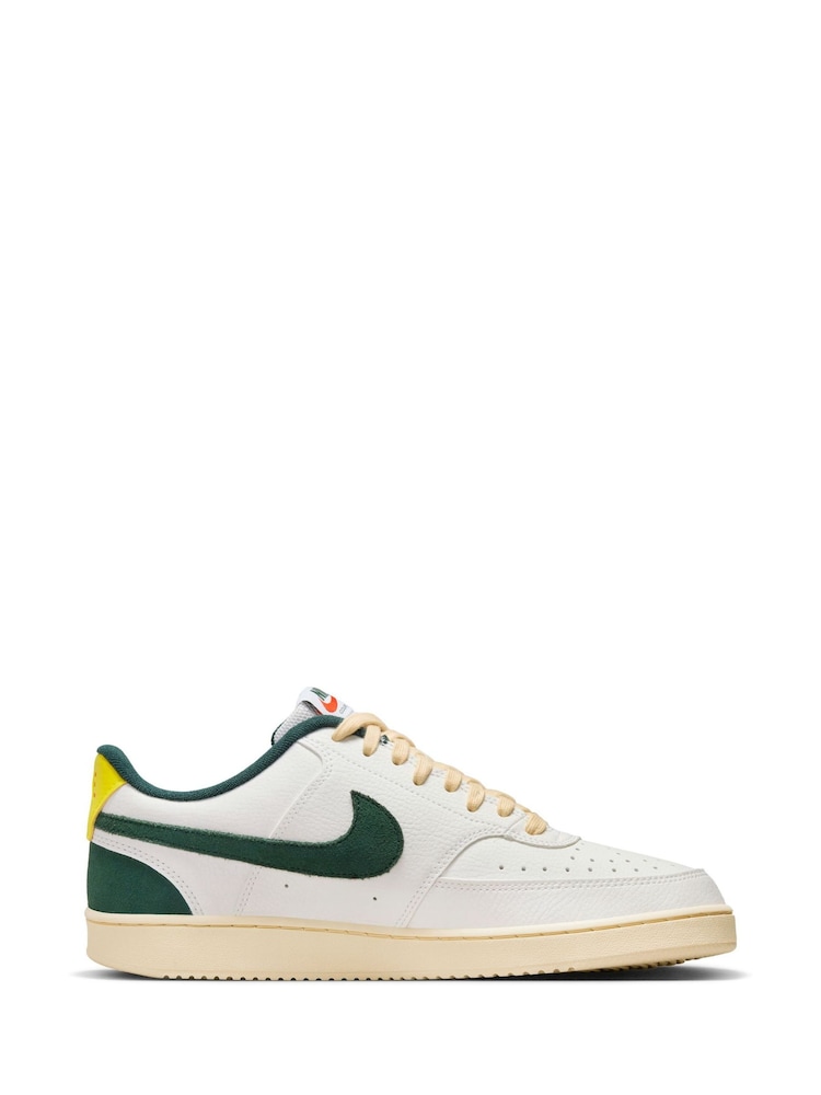 Nike White/Green Court Vision Low Trainers - Image 1 of 8