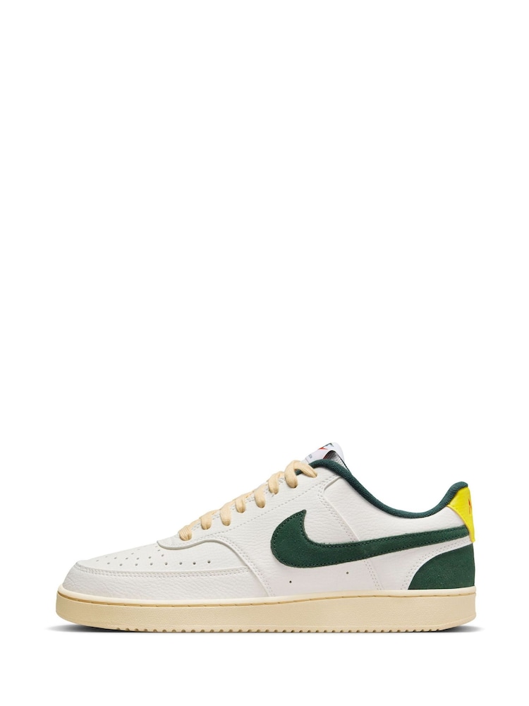Nike White/Green Court Vision Low Trainers - Image 2 of 8