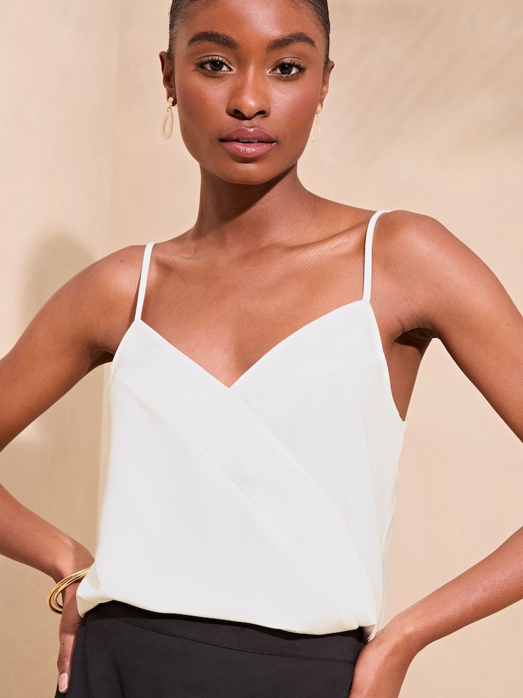 Lipsy Ivory White Satin Panel Cami Vest Top - Image 1 of 4