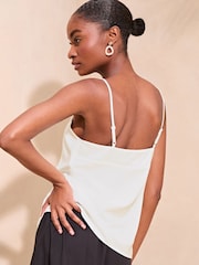 Lipsy Ivory White Satin Panel Cami Vest Top - Image 2 of 4