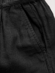 Zwart - Tie Waist Linen Blend Boy Shorts - Image 2 of 3