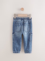 Denim Dark Blue 100% Cotton Pull On Cargo Jeans - Image 2 of 4