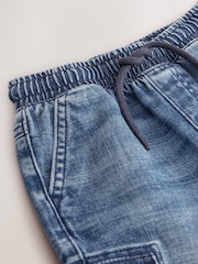 Denim Dark Blue 100% Cotton Pull On Cargo Jeans - Image 4 of 4