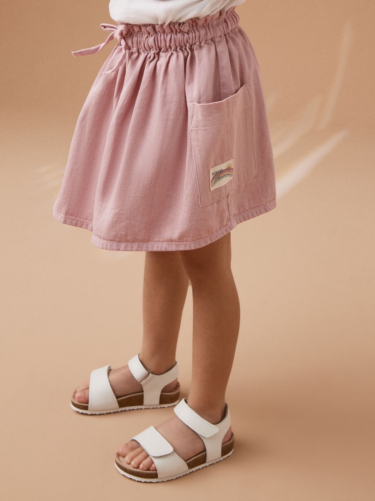 White Leather Wide Fit (G) Touch Fastening Corkbed Sandals - Image 1 of 7