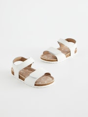 White Leather Wide Fit (G) Touch Fastening Corkbed Sandals - Image 2 of 7