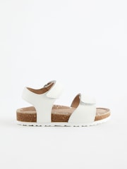 White Leather Wide Fit (G) Touch Fastening Corkbed Sandals - Image 3 of 7
