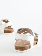 White Leather Wide Fit (G) Touch Fastening Corkbed Sandals - Image 4 of 7