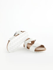 White Leather Wide Fit (G) Touch Fastening Corkbed Sandals - Image 5 of 7