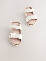 White Glitter Occasion Butterfly Standard Fit (F) Touch Fastening Corkbed Sandals - Image 1 of 5