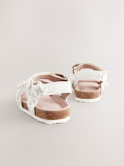 White Glitter Occasion Butterfly Standard Fit (F) Touch Fastening Corkbed Sandals - Image 4 of 5