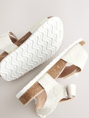 White Glitter Occasion Butterfly Standard Fit (F) Touch Fastening Corkbed Sandals - Image 5 of 5
