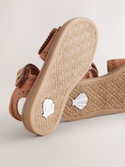 Tan Brown Leather Brogue Touch Fastening Sandals - Image 8 of 8