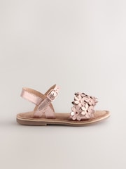 Pink/Tan Leather Flower Sandals - Image 2 of 5