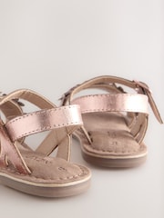Pink/Tan Leather Flower Sandals - Image 5 of 5