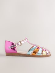 Rainbow Metallic Standard Fit (F) Fisherman Occasion Sandals - Image 2 of 6