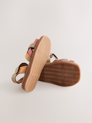 Multi Metallic Standard Fit (F) Leather Woven Sandals With Touch Fastening - Image 5 of 5