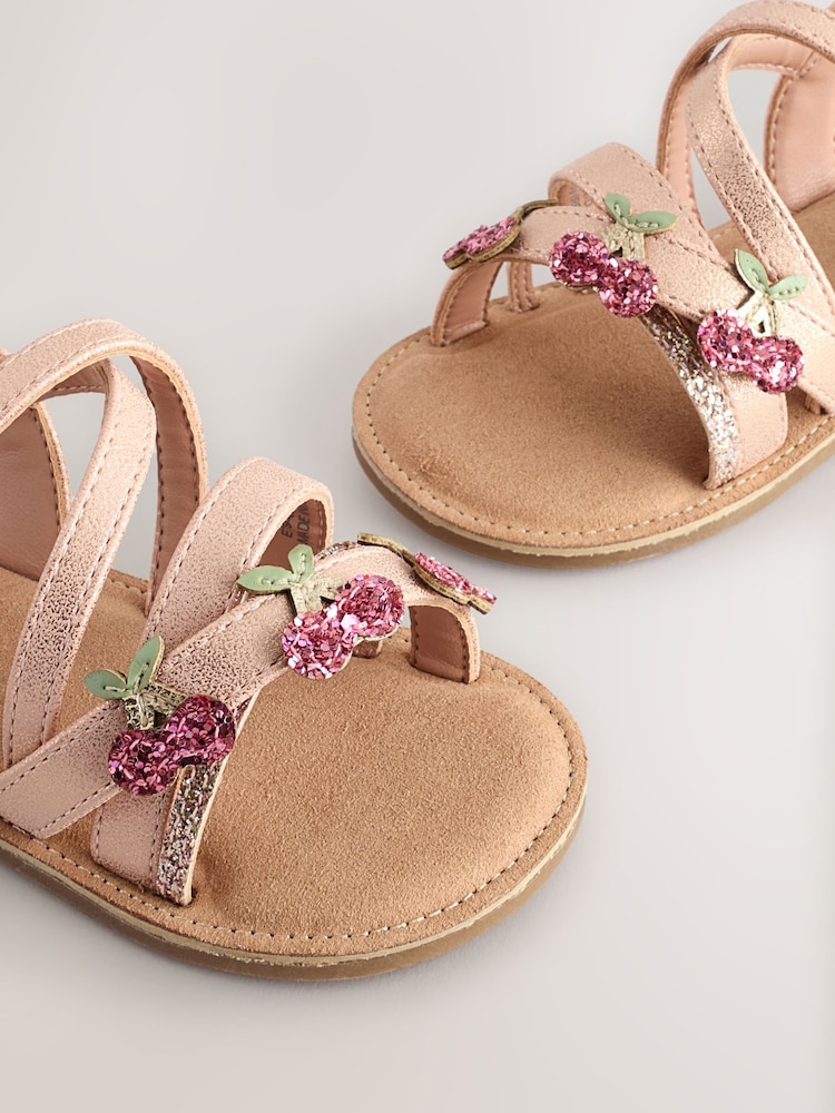 Rose Gold Cherry Multi Strap Sandals - Image 5 of 6