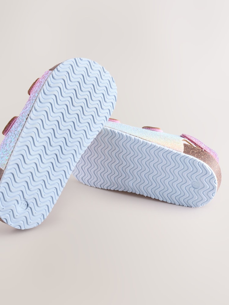 Multi Glitter Standard Fit (F) Corkbed Double Two Strap Sandals - Image 5 of 5