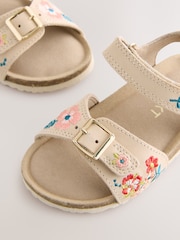 Neutral Leather Embroidery Standard Fit (F) Touch Fastening Corkbed Sandals - Image 7 of 7