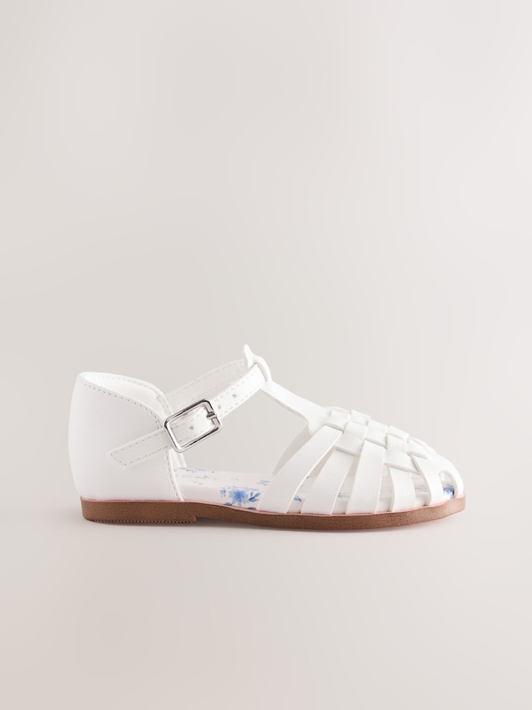 White Standard Fit (F) Fisherman Occasion Sandals - Image 2 of 6