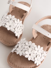 White Leather Flower Sandals - Image 3 of 5
