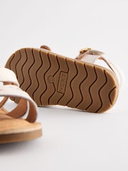White Floral Leather Buckle Touch Fastening Sandals - Image 3 of 5