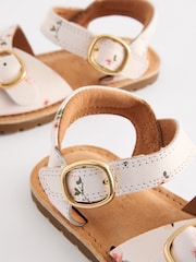 White Floral Leather Buckle Touch Fastening Sandals - Image 4 of 5