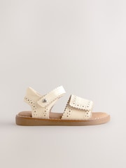 White Leather Brogue Touch Fastening Sandals - Image 2 of 7